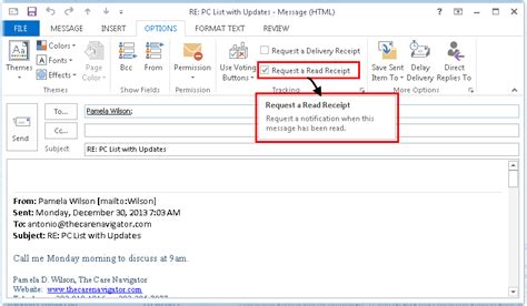 How to enable and request Delivery or Read Receipt in Outlook.